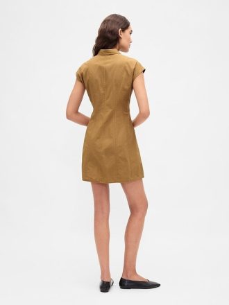 Vestido-camisa com costura de popeline