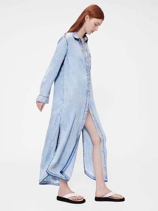 Vestido-camisa jeans drapeado GapStudio Vestido-camisa jeans drapeado GapStudio