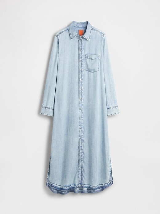 Vestido-camisa jeans drapeado GapStudio Vestido-camisa jeans drapeado GapStudio