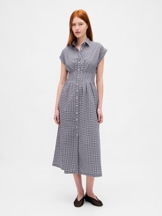 Vestido-camisa midi de popeline