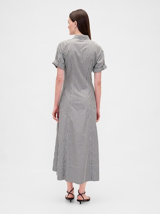 Vestido-camisa midi de popeline com punho enrolado Vestido-camisa midi de popeline com punho enrolado