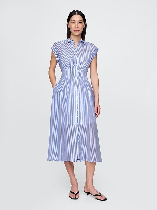 Vestido-camisa midi transparente Vestido-camisa midi transparente