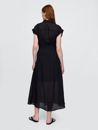 Vestido-camisa midi transparente