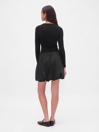 Vestido curto bolha de técnica mista