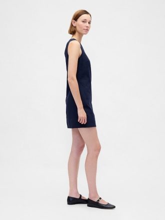 Vestido curto de linho misto Vestido curto de linho misto