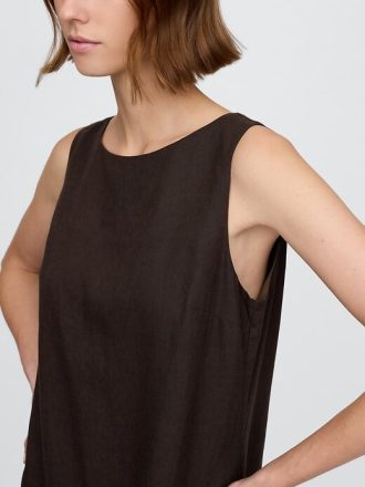 Vestido curto de linho misto