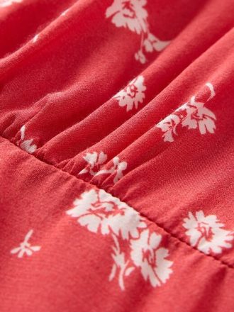 Vestido curto floral de crepe