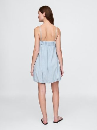 Vestido curto jeans bolha