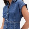 Vestido curto jeans com costura