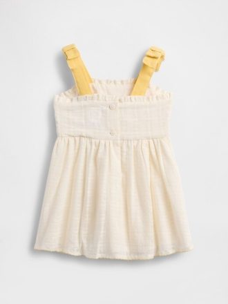 Vestido de bebê bordado com amarração nos ombros