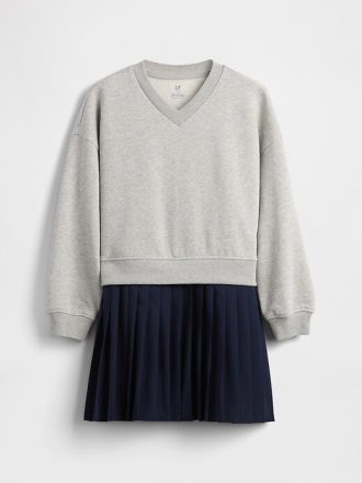 Vestido de moletom infantil vintage macio e plissado