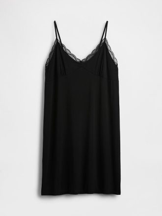 Vestido de pijama com acabamento em renda modal