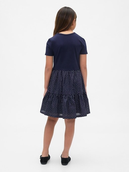 Vestido infantil com babados em técnica mista Vestido infantil com babados em técnica mista