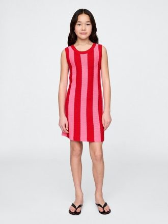 Vestido infantil listrado de crochê