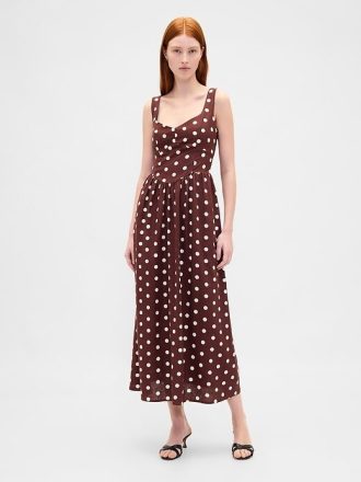 Vestido longo com cintura baixa e costura