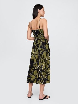 Vestido longo com decote em V floral