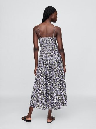 Vestido longo com decote em V floral