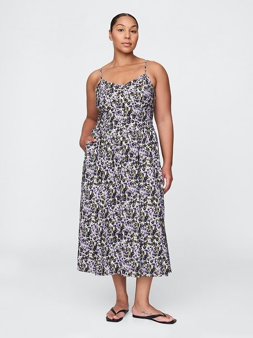 Vestido longo com decote em V floral Vestido longo com decote em V floral