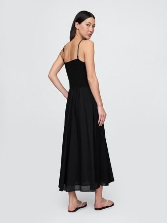 Vestido longo compacto de malha mista