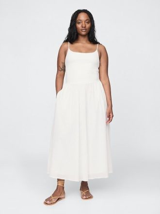 Vestido longo compacto de malha mista