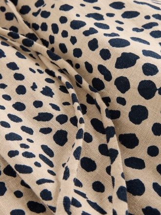 Vestido longo em mistura de linho