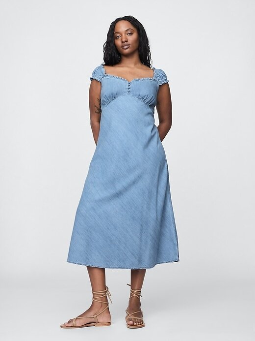 Vestido longo jeans Vestido longo jeans