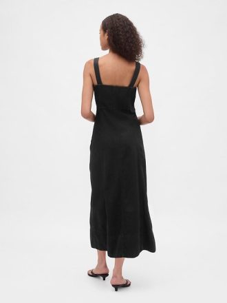 Vestido longo jeans ultramacio com zíper frontal