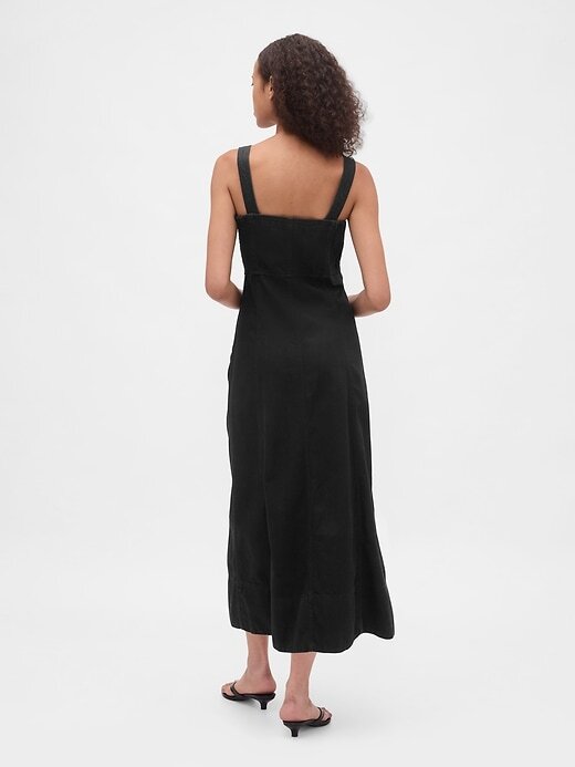 Vestido longo jeans ultramacio com zíper frontal Vestido longo jeans ultramacio com zíper frontal