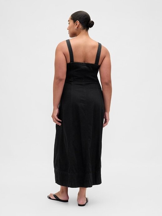 Vestido longo jeans ultramacio com zíper frontal Vestido longo jeans ultramacio com zíper frontal