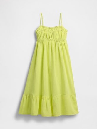 Vestido midi infantil de gaze amassada