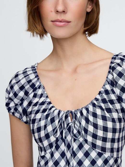 Vestido midi xadrez Gap × DÔEN 100% linho Vestido midi xadrez Gap × DÔEN 100% linho