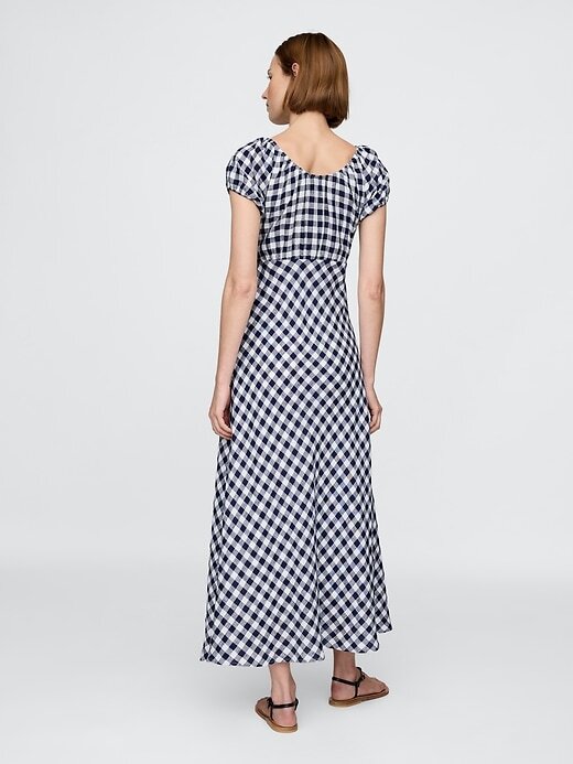 Vestido midi xadrez Gap × DÔEN 100% linho Vestido midi xadrez Gap × DÔEN 100% linho