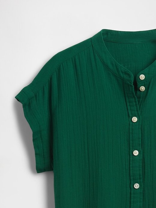 Vestido mini camisa de gaze de algodão Vestido mini camisa de gaze de algodão