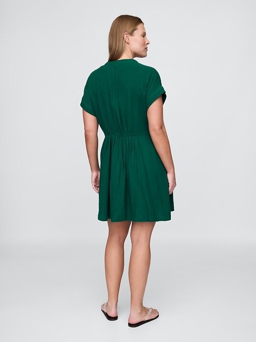 Vestido mini camisa de gaze de algodão Vestido mini camisa de gaze de algodão