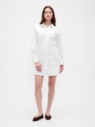 Vestido mini camisa de popeline de algodão orgânico