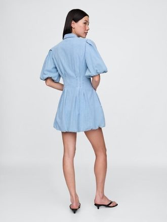 Vestido mini camisa jeans bolha