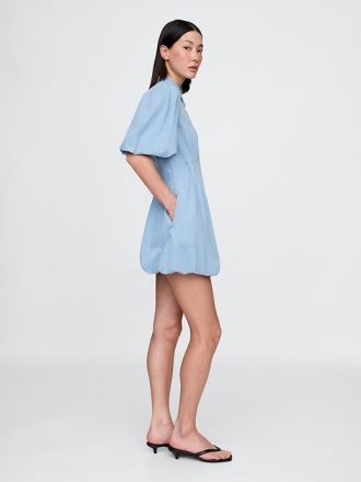 Vestido mini camisa jeans bolha
