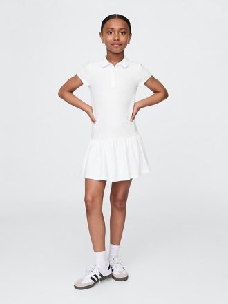Vestido polo infantil de cintura baixa e uniforme