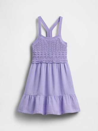 Vestido regata de crochê com costas nadador infantil