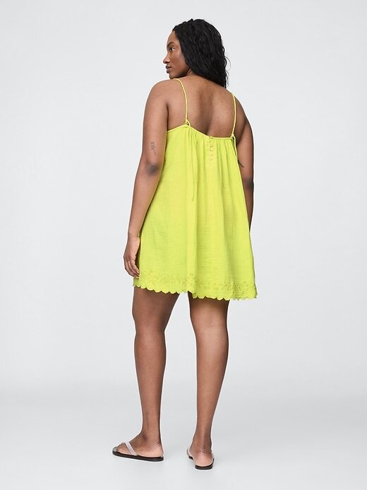 Vestido rodado bordado em gaze de algodão Vestido rodado bordado em gaze de algodão