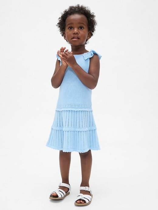 Vestido suéter com cintura baixa para bebês e crianças pequenas Vestido suéter com cintura baixa para bebês e crianças pequenas