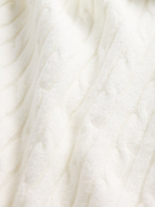 Vestido suéter curto CashSoft em tricô trançado Vestido suéter curto CashSoft em tricô trançado